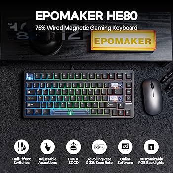 epomaker he80 8kポーリングレート Amazon.com: EPOMAKER HE80 Hall Effect Gaming Keyboard, 8K